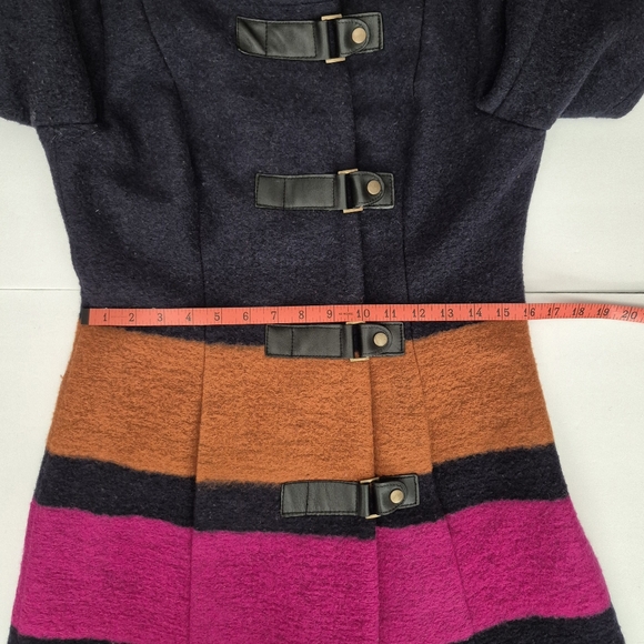 Plenty By Tracy Reese Dusken Wool Funnel Neck Coat Anthropologie Colorblock Sz M - Picture 15 of 16